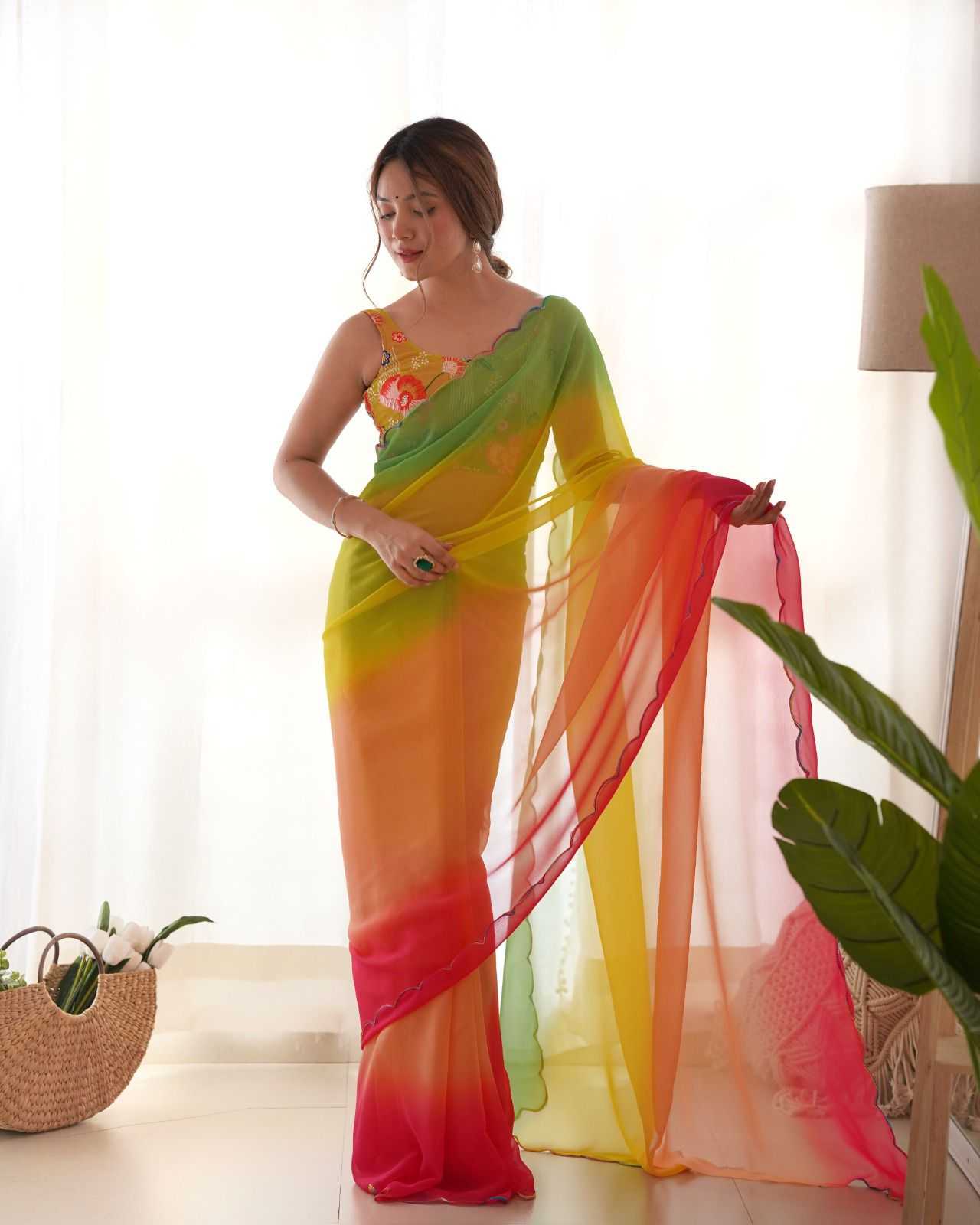 pr kc 837 georgette multi colour attractive saree for women