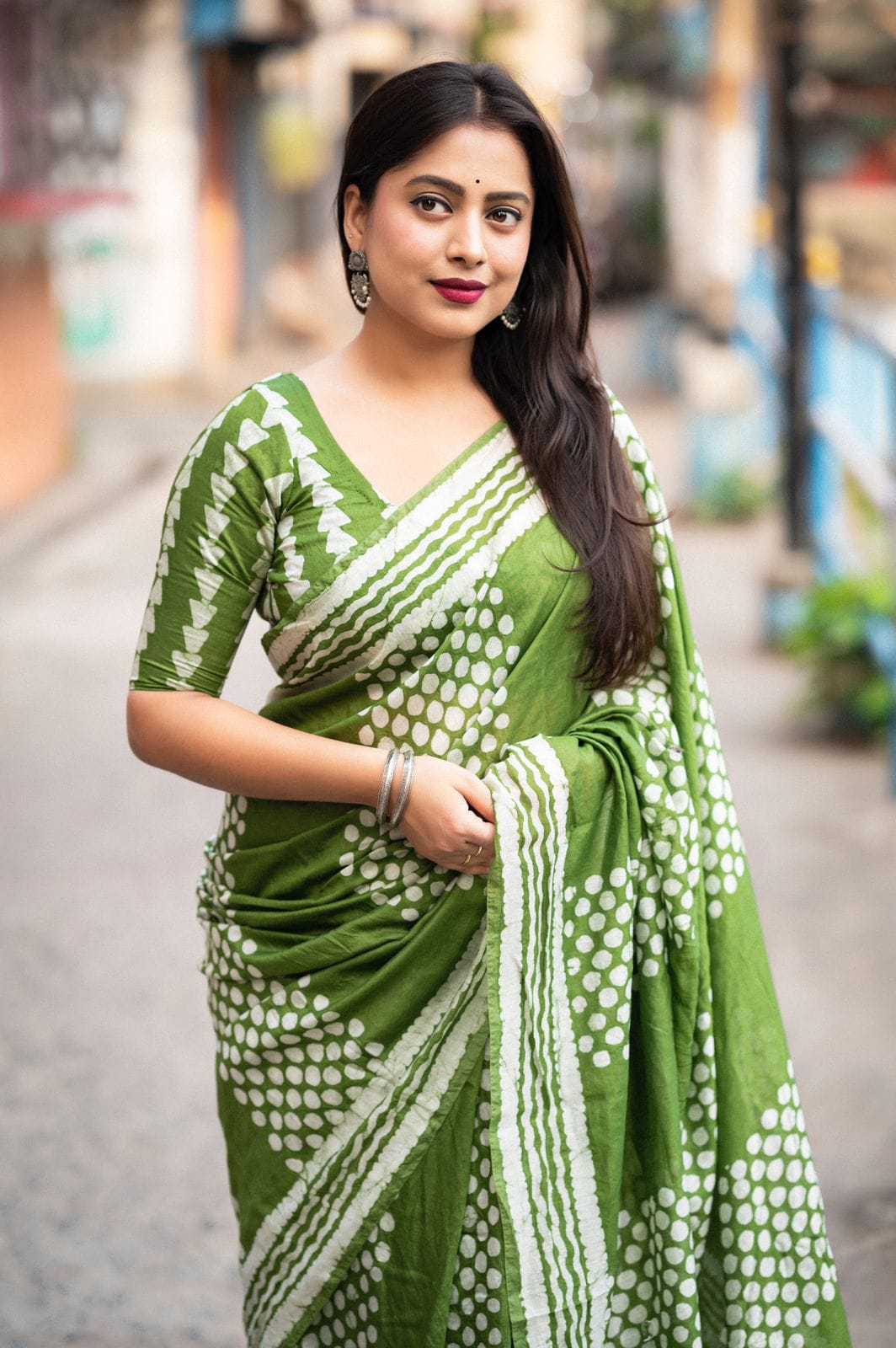 pr kc 90 leheriya polki chanderi cotton printed saree