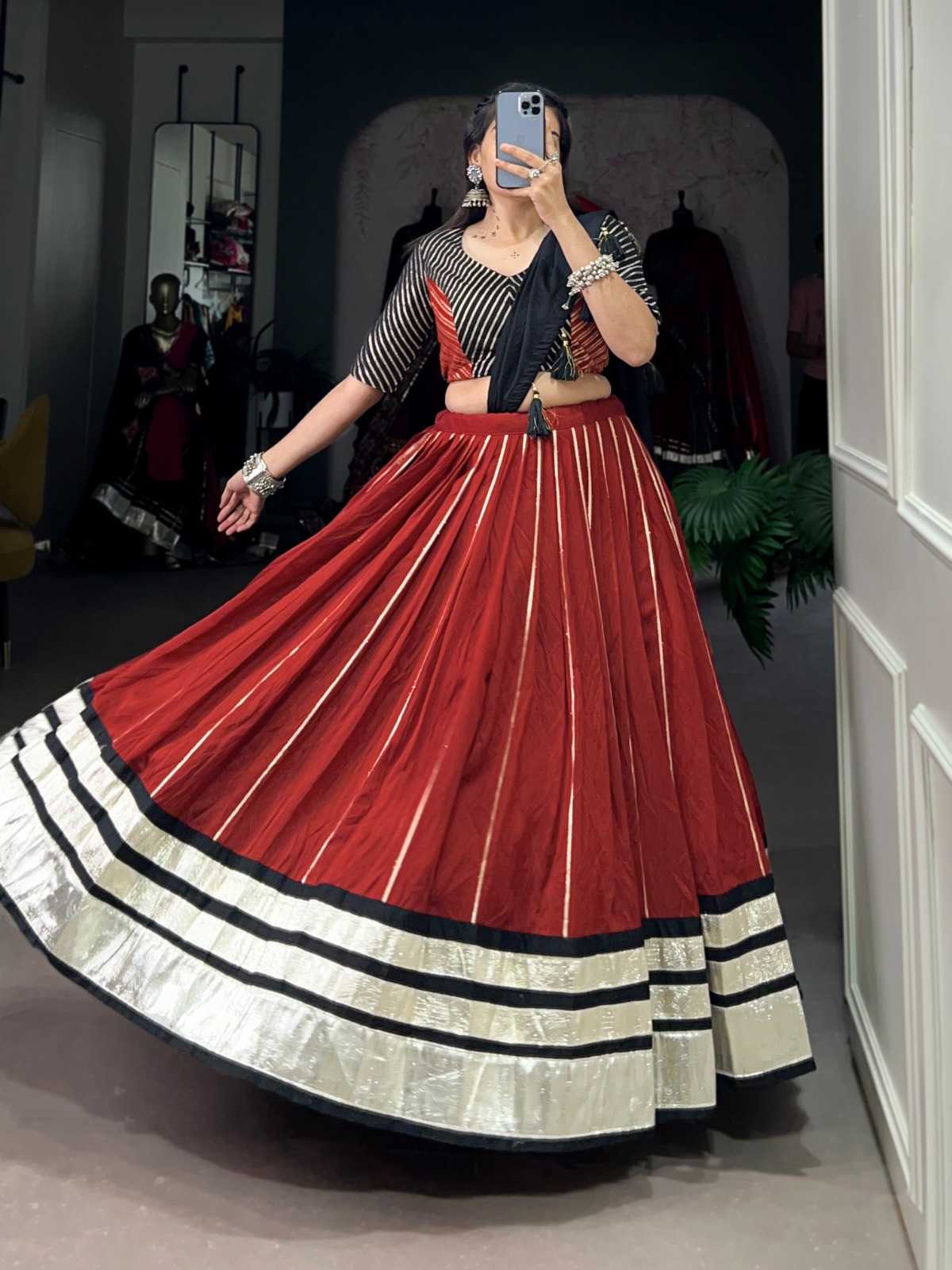 pr lnb1674 chanderi gota patti work classic look readymade lehenga choli 