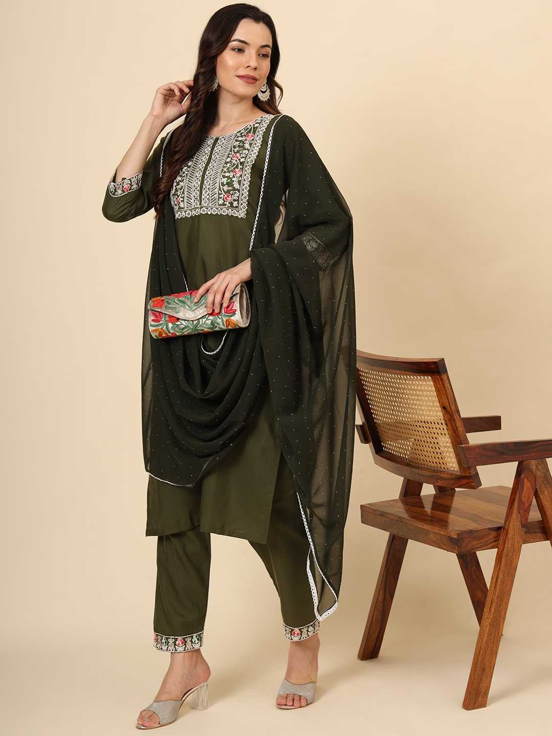 pr maaza cotton embroidery work readymade kurti set with dupatta