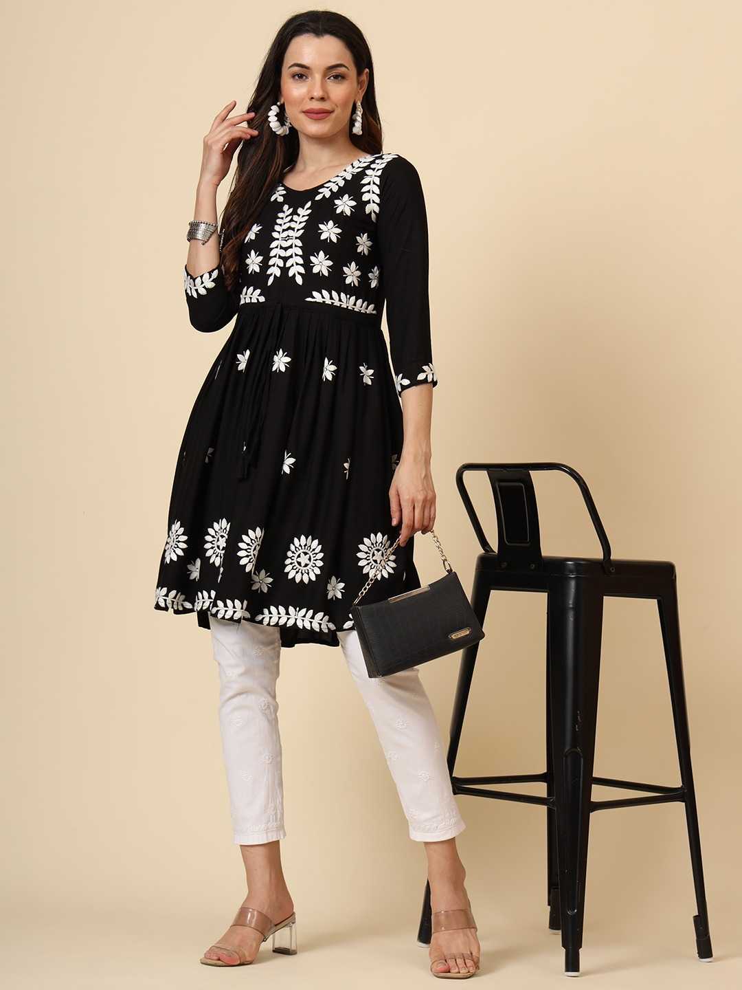 pr navkar classic embroidery fullstitch rayon kurti online