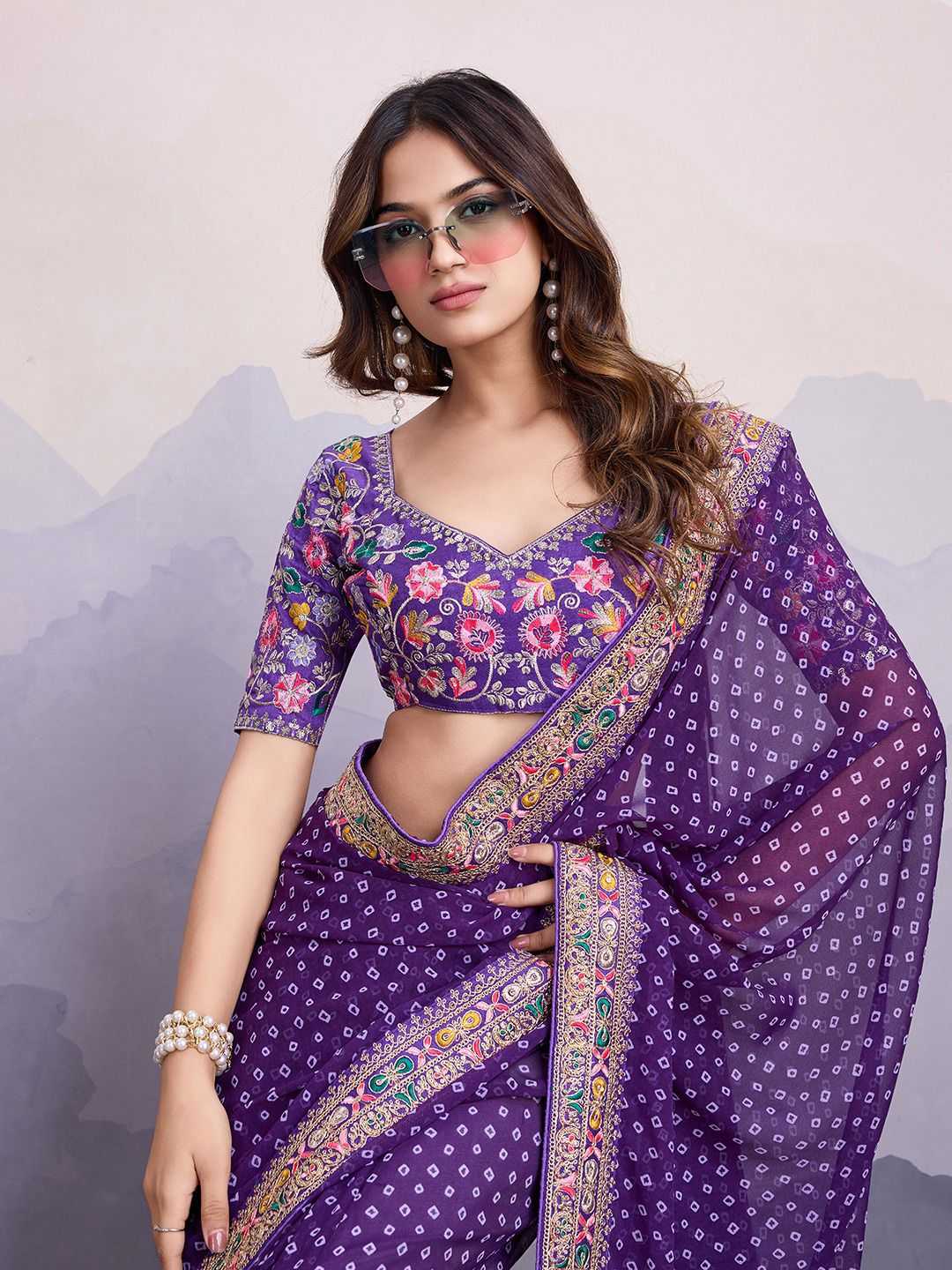 pr sakhi georgette printed stylish saree for women