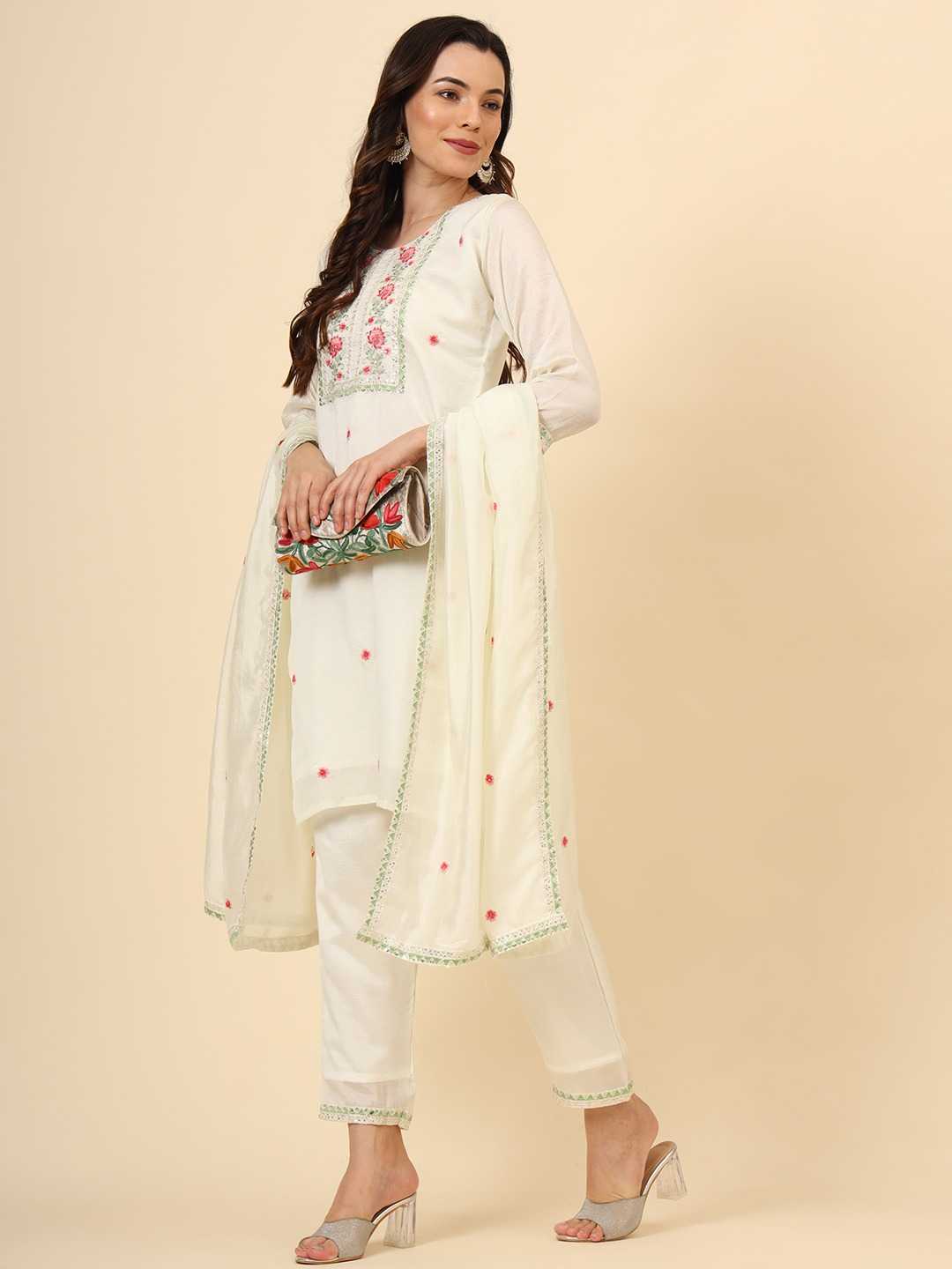 pr samira vichitra silk readymade embroidery work kurta set