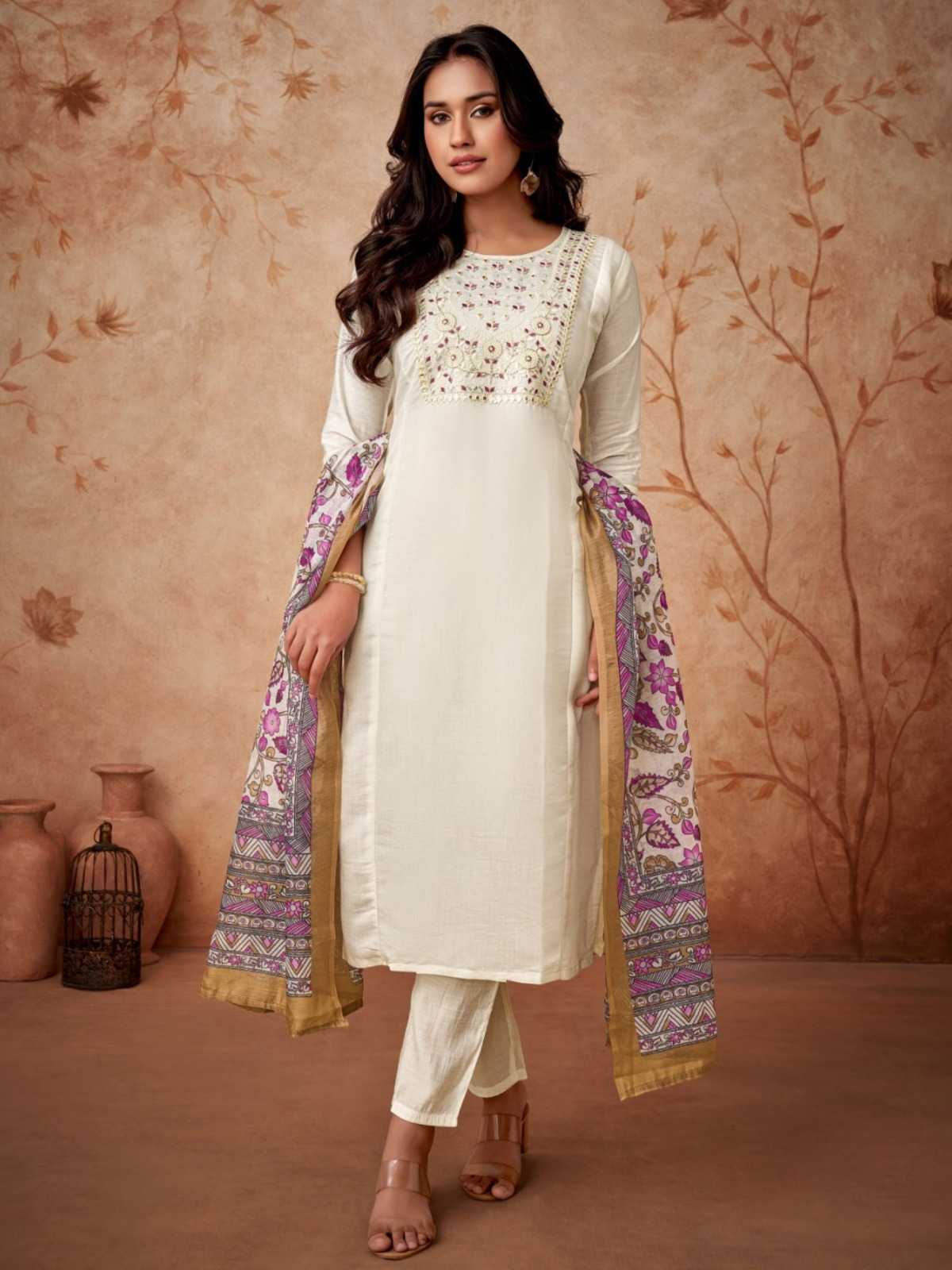 pr tanisha vol 6 viscose chanderi muslin embroidery readymade suits