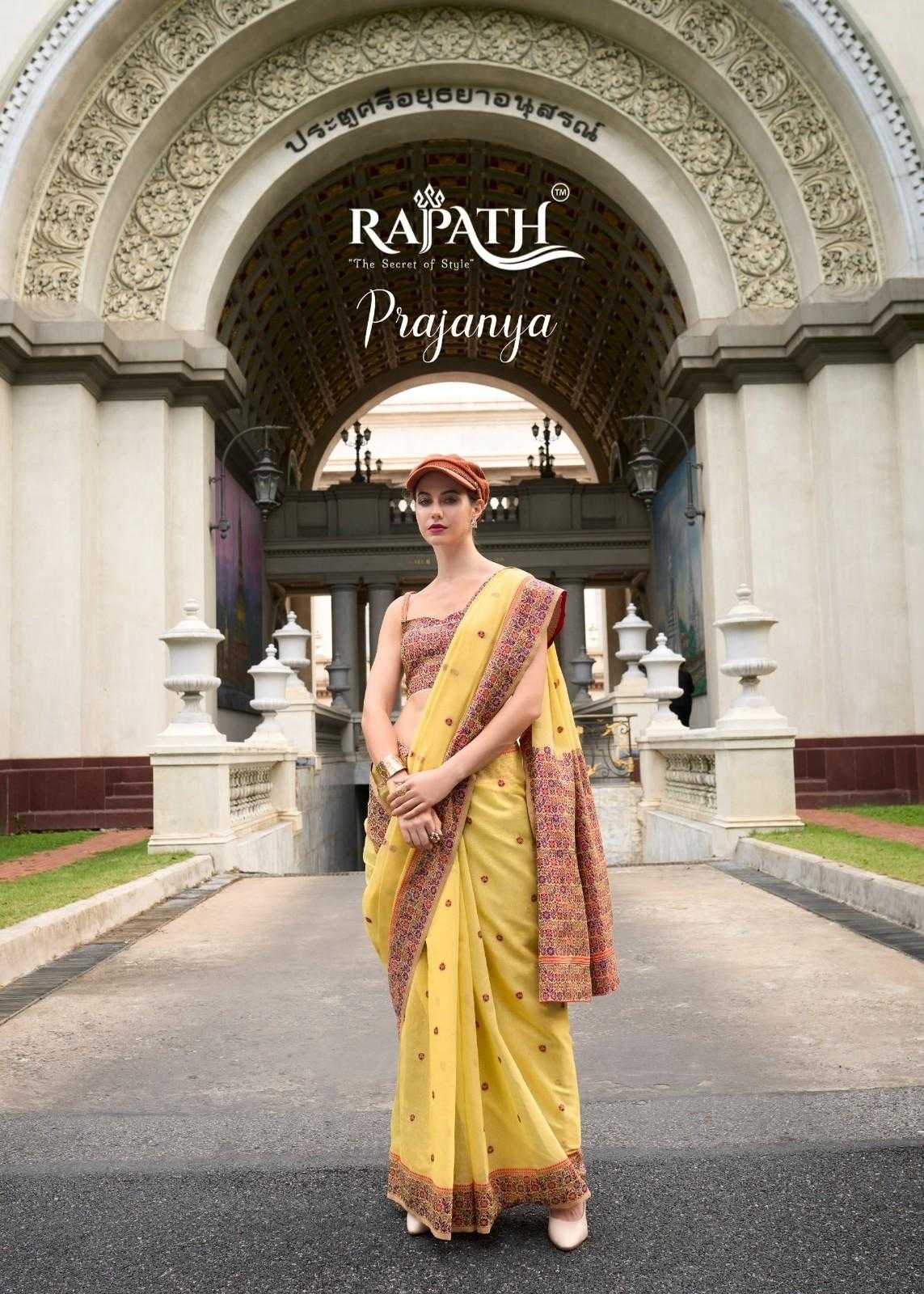 prajanya by rajpath linen cotton ethnic design saree exports 