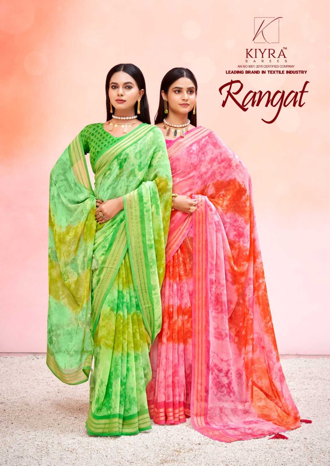 rangat by kiyra major casual wear printed georgette saree