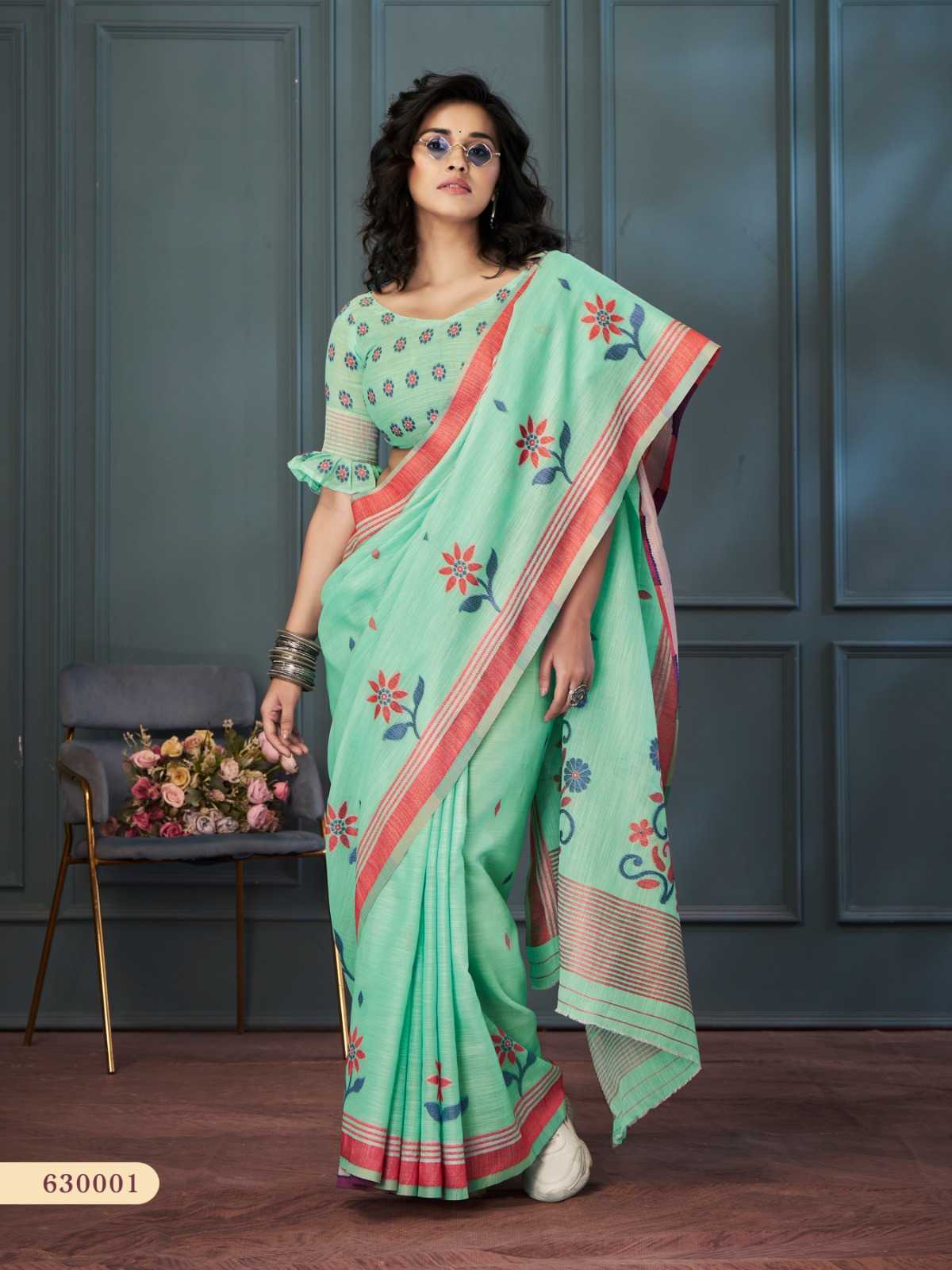 rolex by rajpath linen beautiful weaving pattern saree exports 