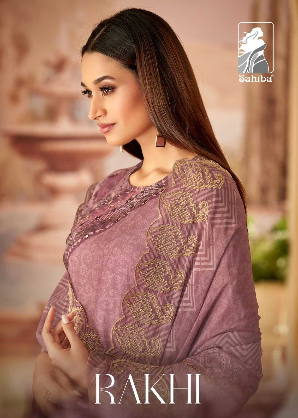 sahiba rakhi stylish look muslin silk trendy suits collection