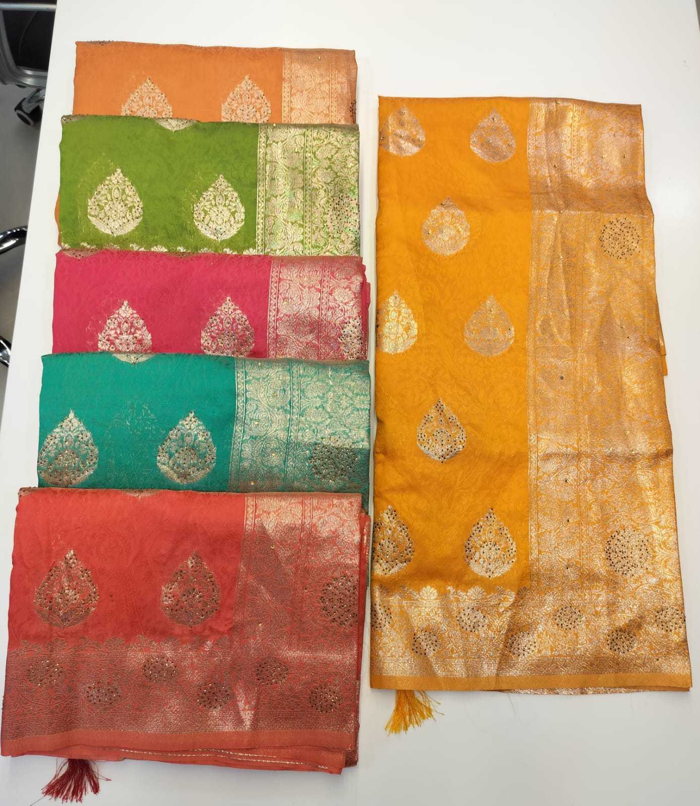 Saroj Indrani Swarovski soft silk saree