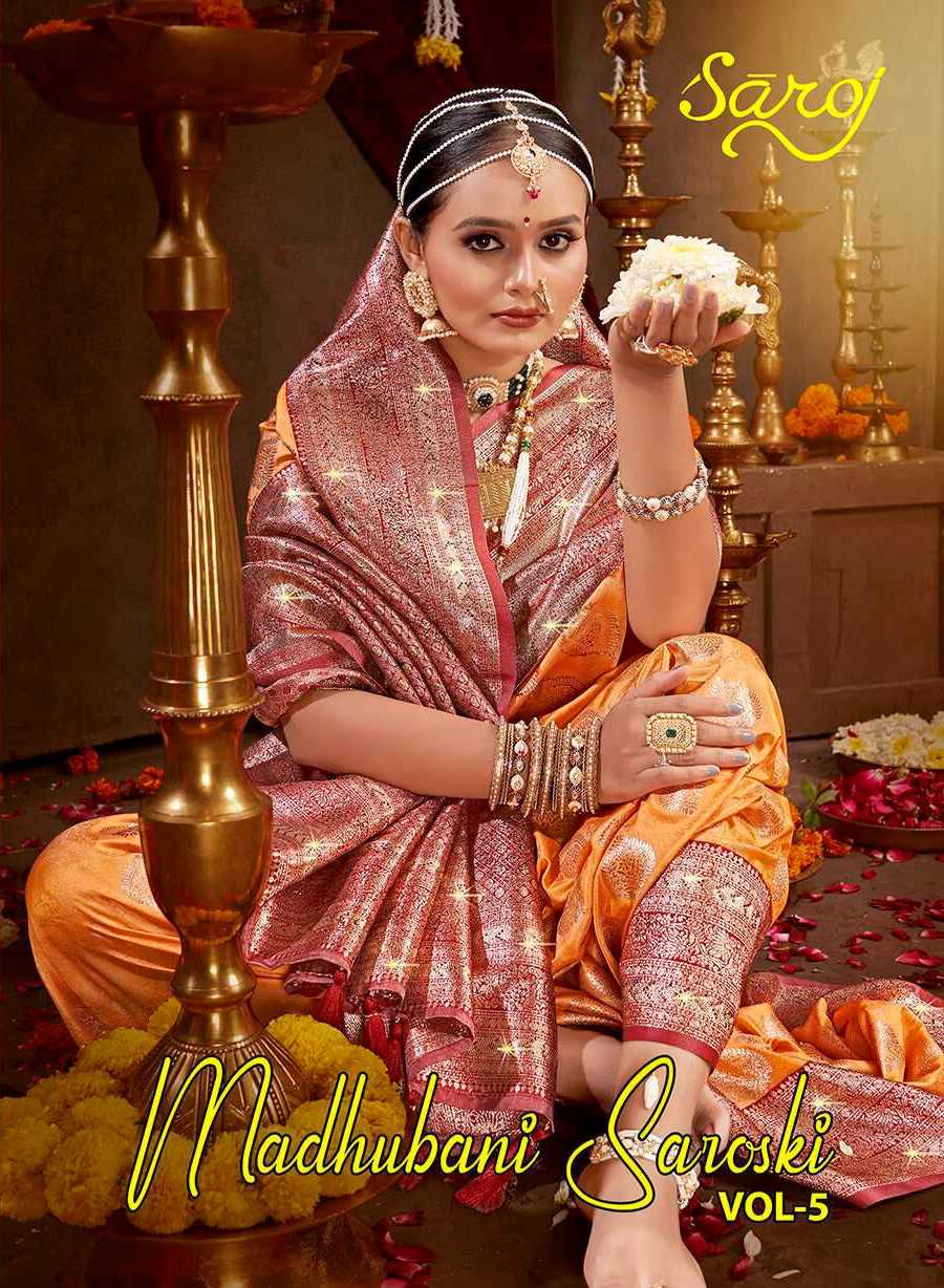 Saroj Madhuani Swaroski vol.5 50*600 silk sarees