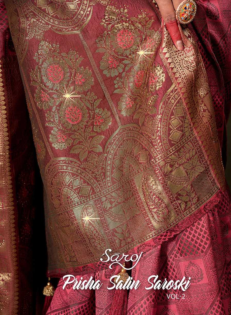 Saroj Prisha Satin Swarovski vol.2 Satin silk saree