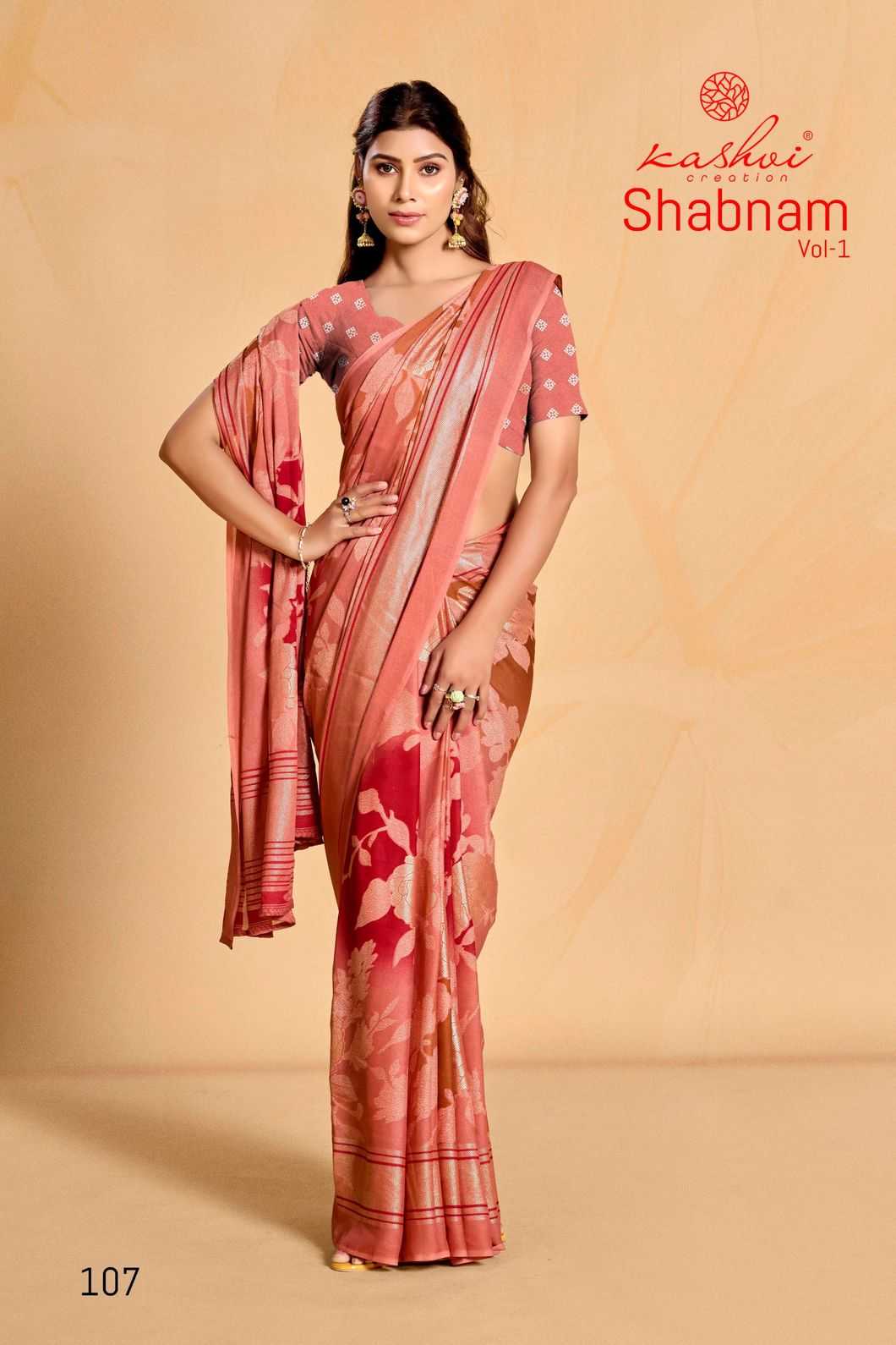 shabnam vol 1 by kashvi creation dull moss printed saree wholesaler 