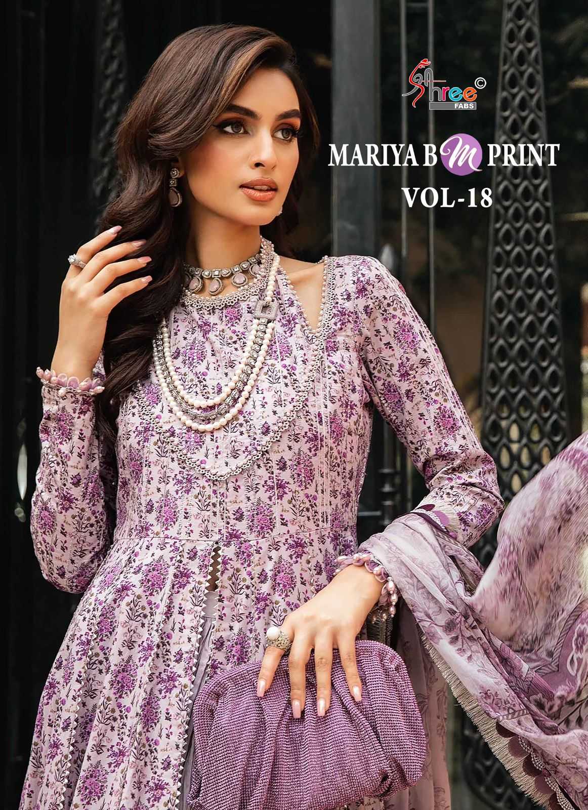 shree fab mariya b mprint vol 18 cotton pakistani suits collection