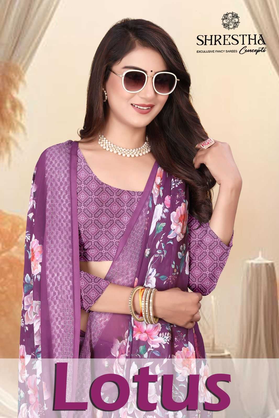 shreshtha lotus crochet Work trendy weightless saree collection