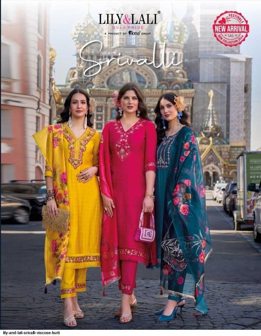 srivalli by lily & lali handwork viscose full stitch party wear suits for women