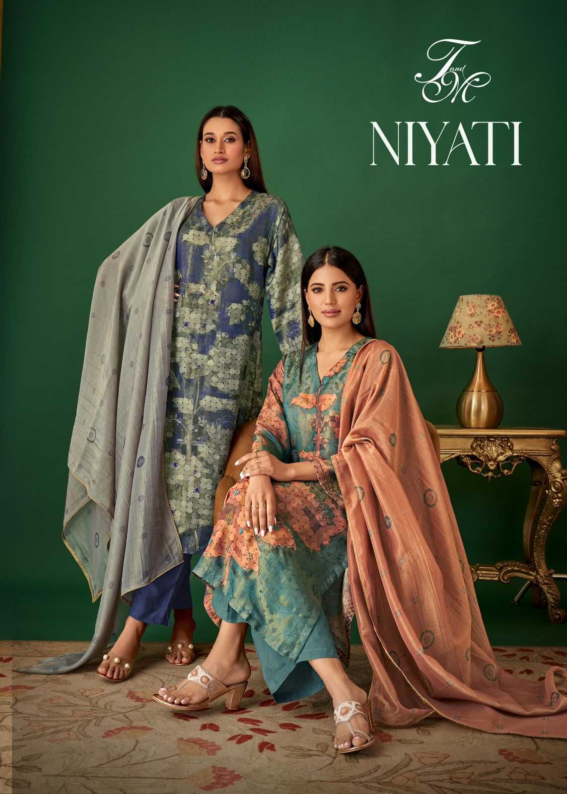 t&m niyati simmer jacquard handwork stylish 3pcs ladies suits