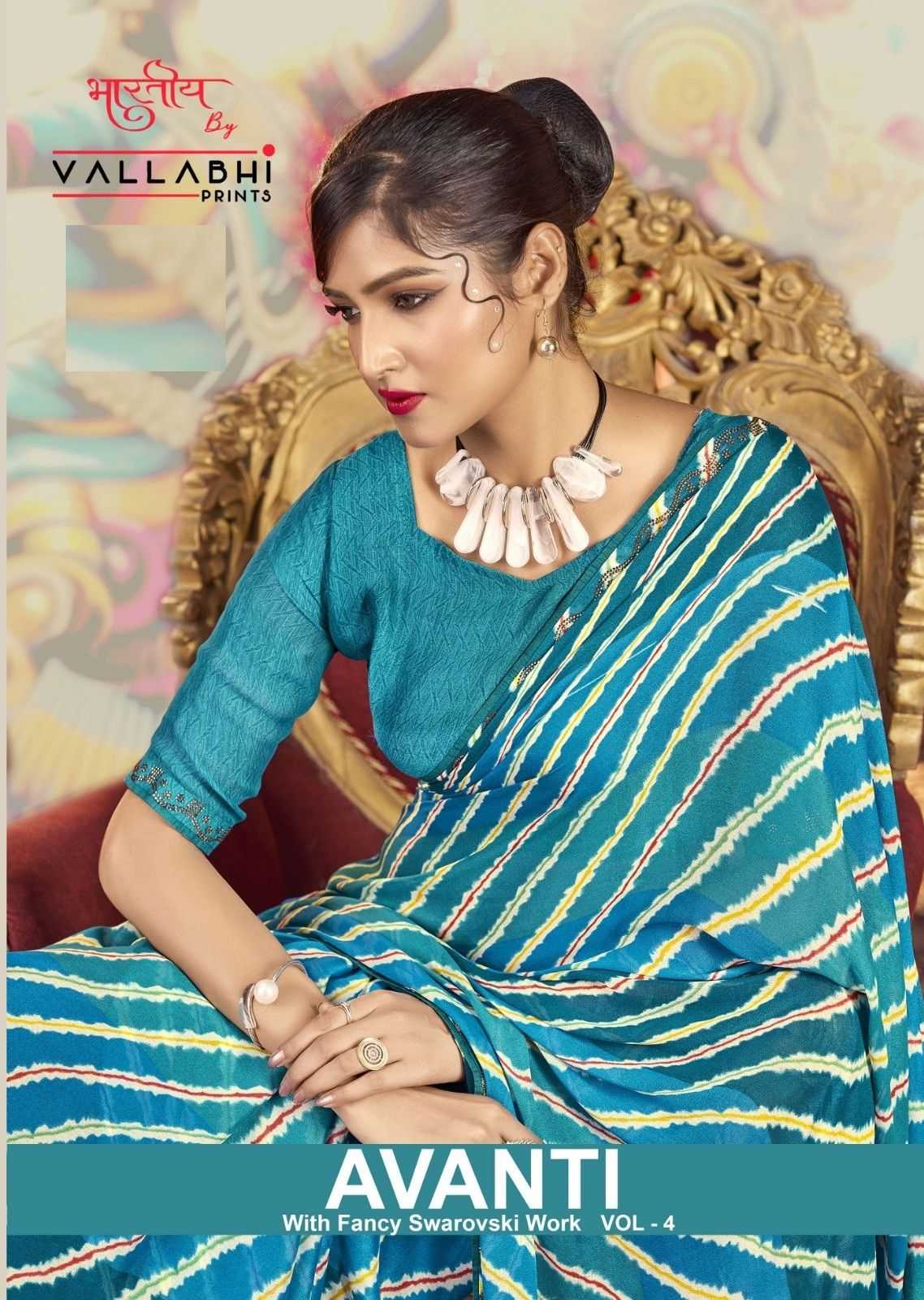 vallabhi prints avanti vol 4 georgette swaroski work saree online