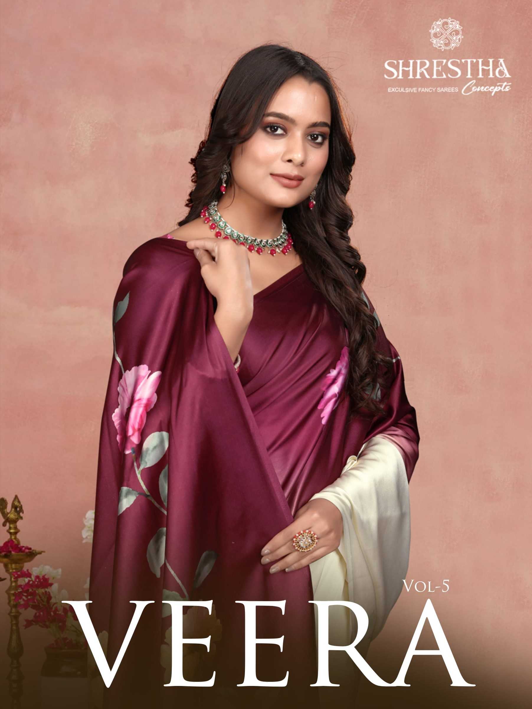 veera vol 5 by shreshtha concepts beautiful colour satin women saree 