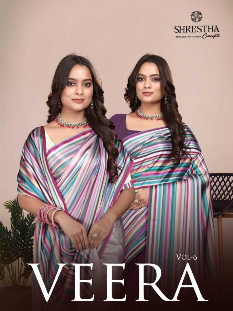 veera vol 6 by shreshtha concepts satin pallu comfy wear saree exports 