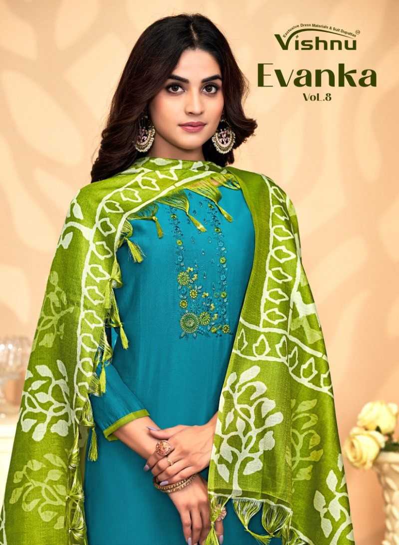 vishnu evanka vol 8 roman silk good unstitch salwar suits online