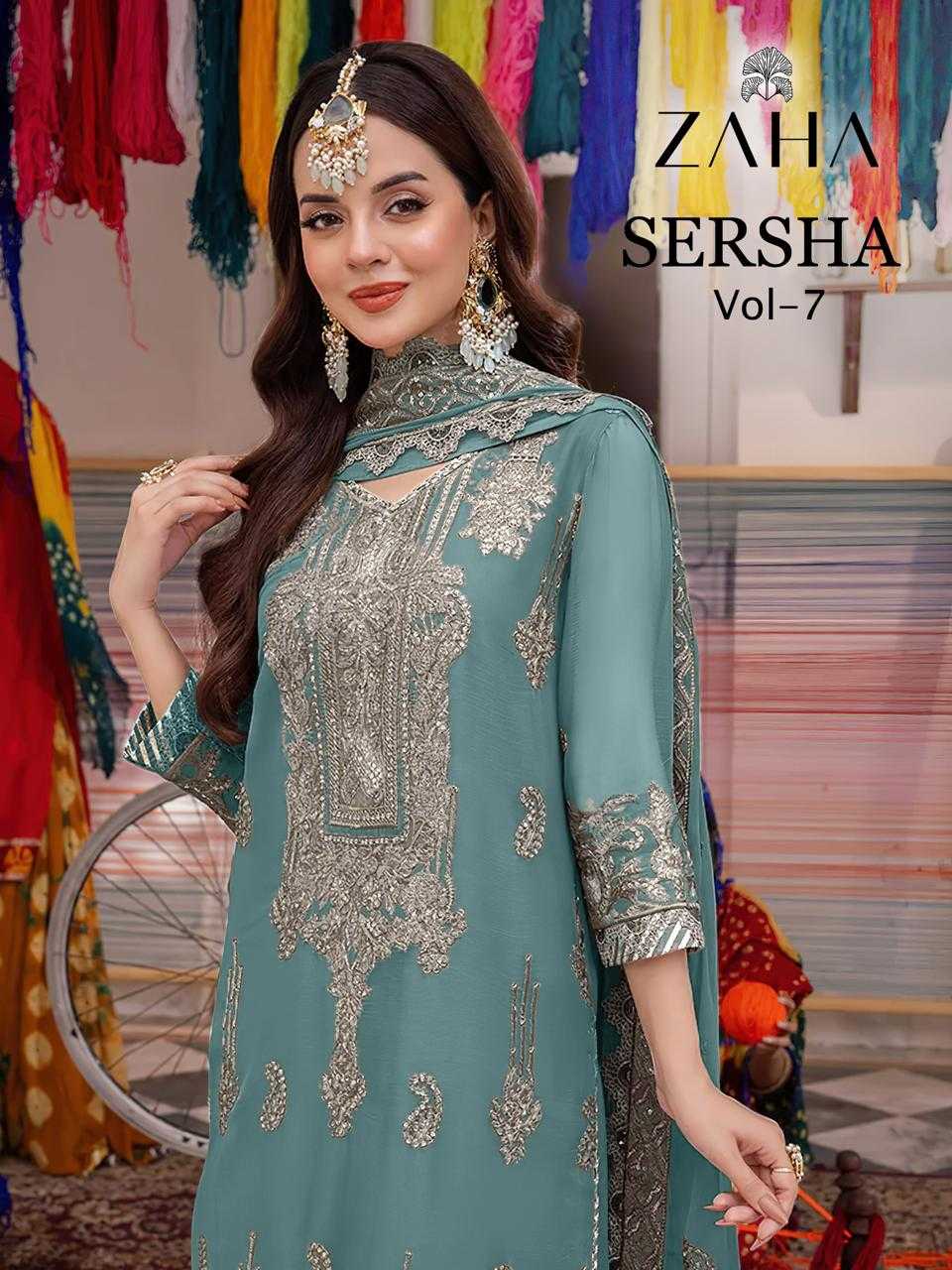 zaha sersha vol 7 georgette modern pakistani salwar kameez material 