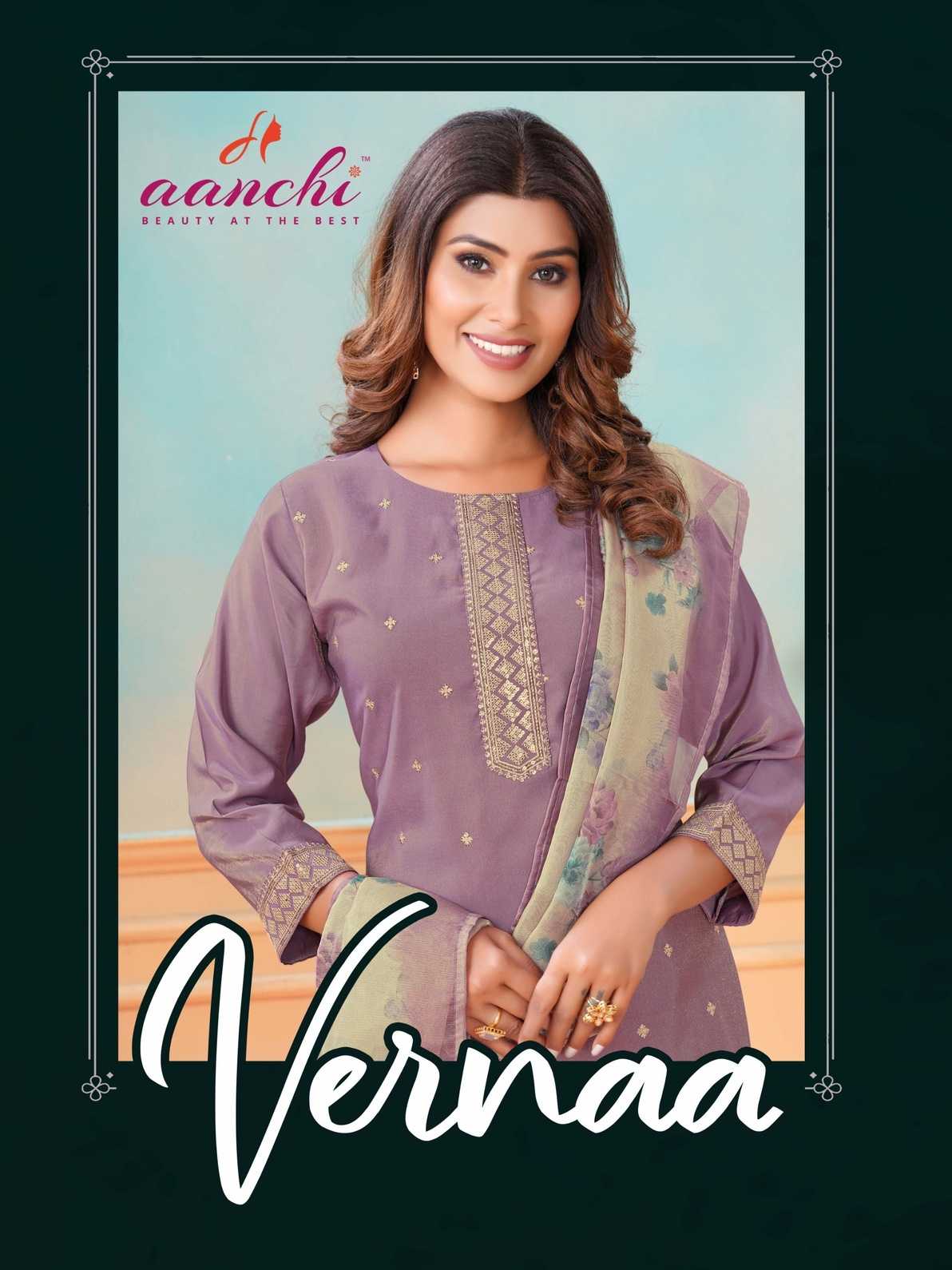 aanchi vernaa roman shimmer fully stitch fancy salwar kameez     