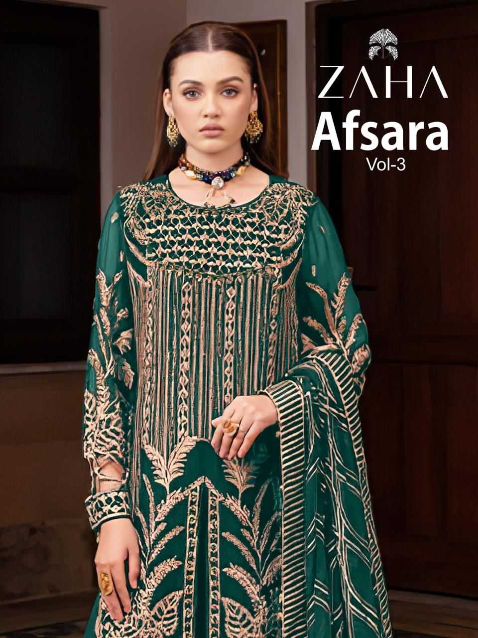 afsara vol 3 by zaha heavy embroidery georgette pakistani suits