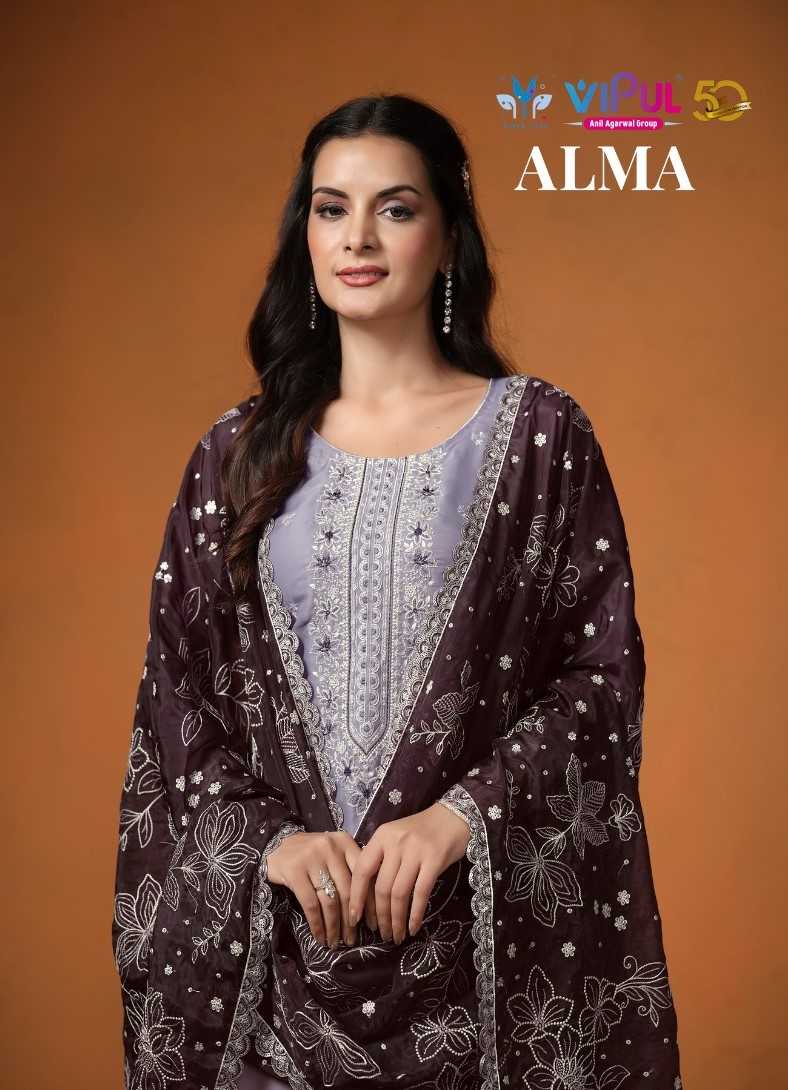 alma by vipul velvet satin hit design fancy dress material 