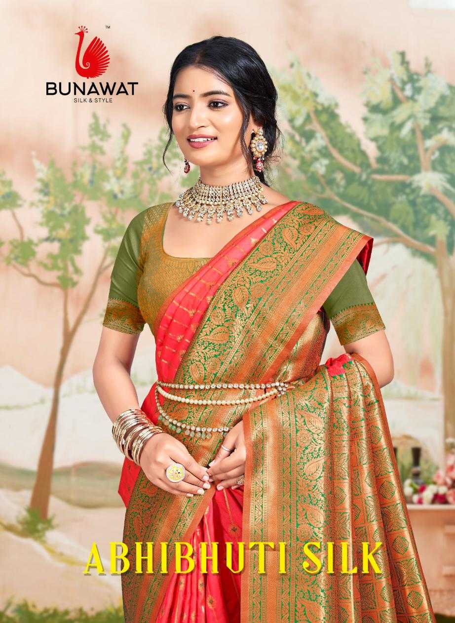 bunawat abhibhuti silk wedding festival wear silk fabric saree collection