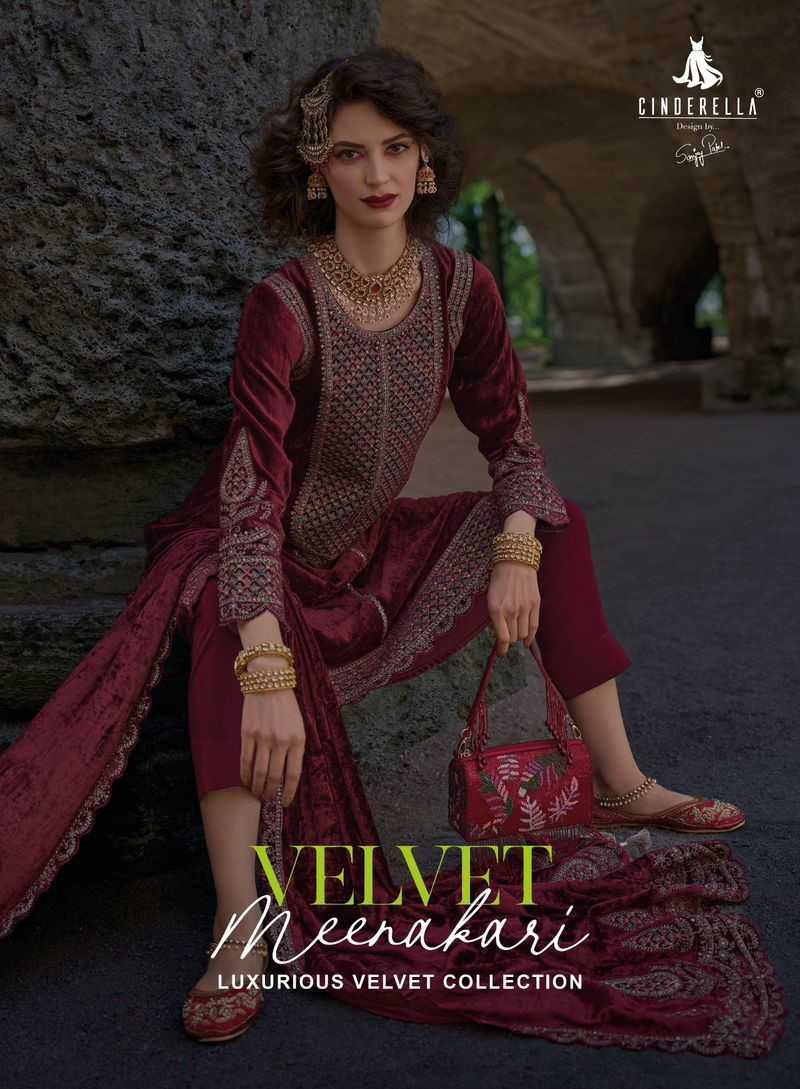 cinderella velvet meenakari embroidery winter special suits