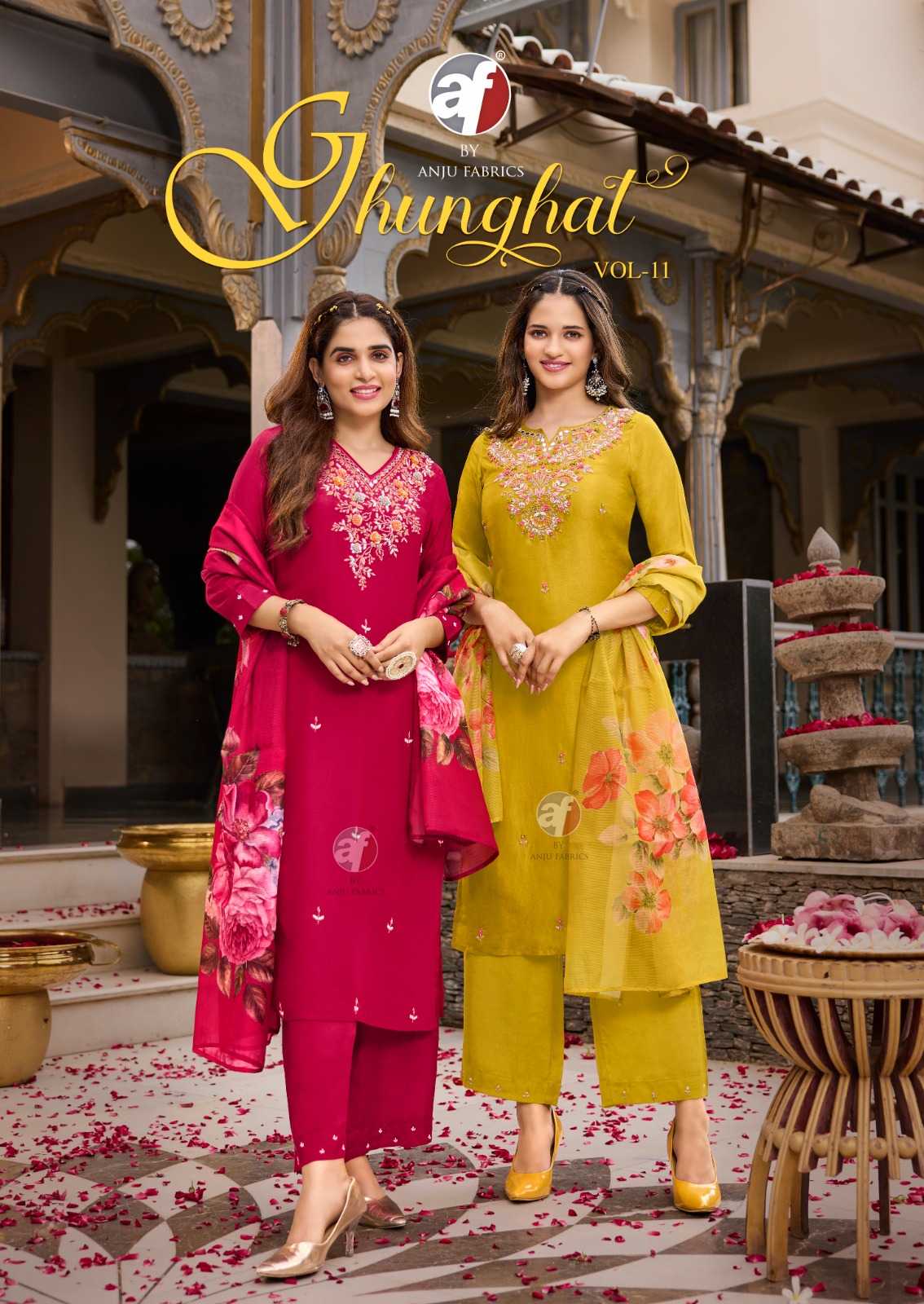 ghunghat vol 11 by anju fab pure dola silk readymade big size suits