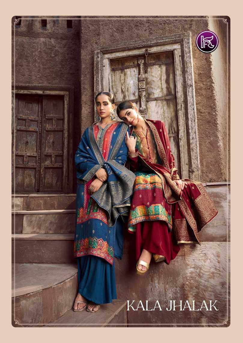 jhalak by kala fashion jacquard print party wear 3pcs dress