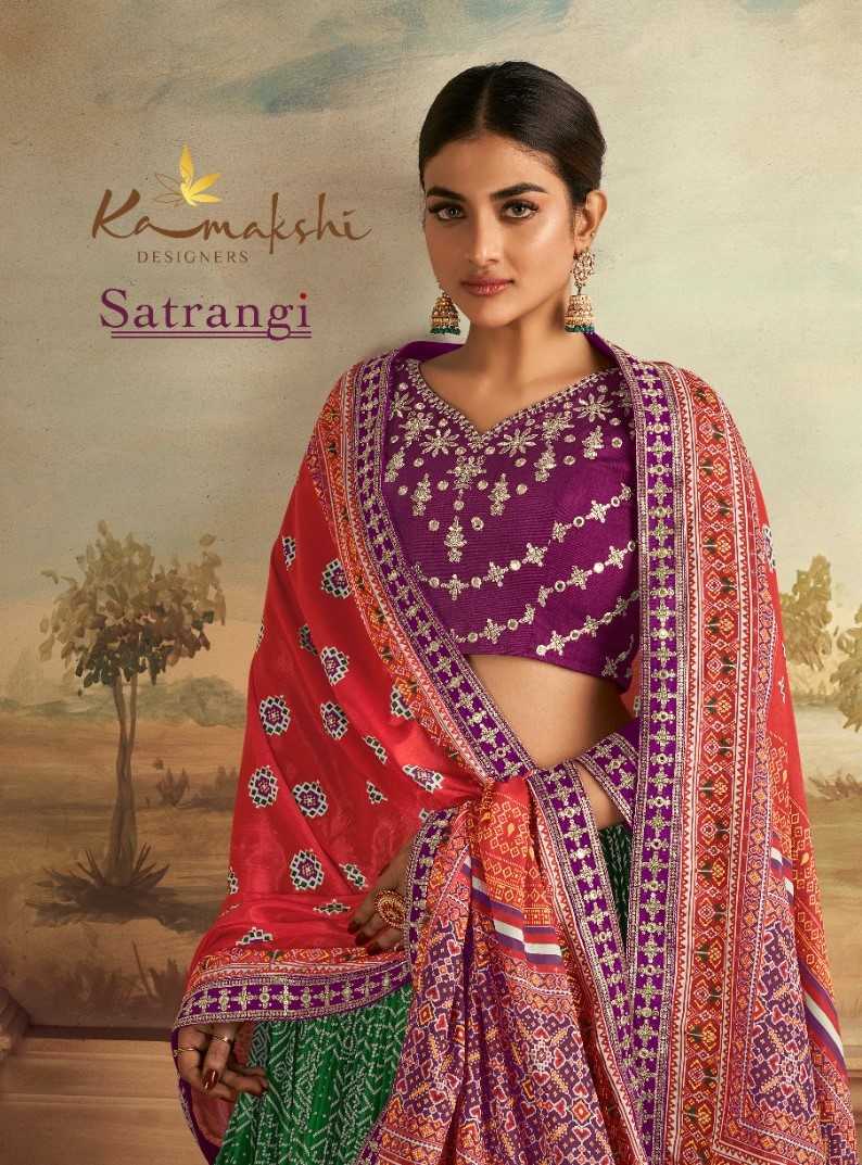 kamakshi satrangi satin gajji silk stitch lehenga unstitch choli festive collection 