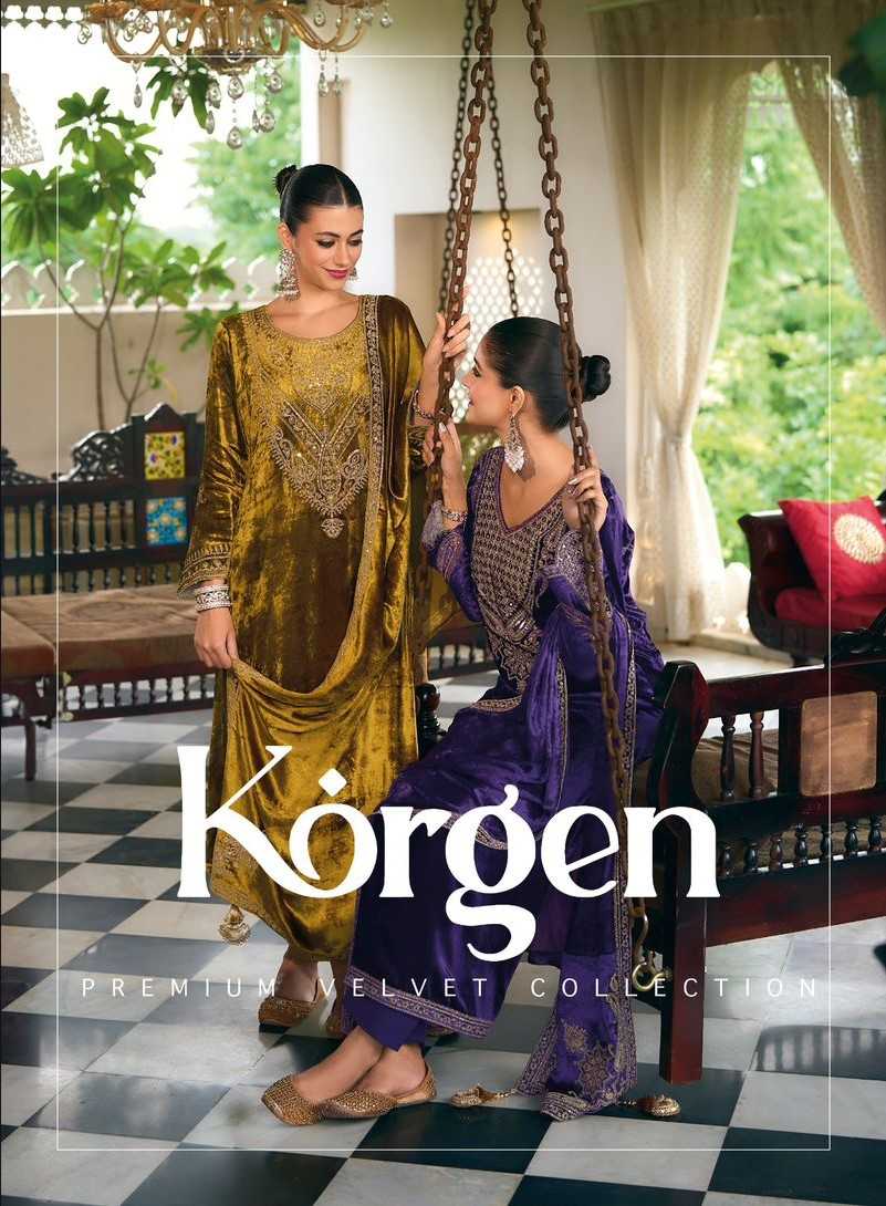 korgen by ibiza viscose velvet designer winter kurti pant dupatta 