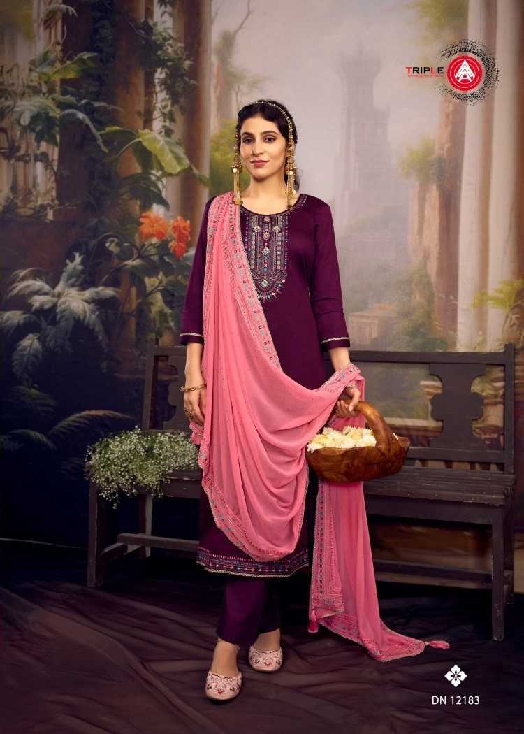 krusha by triple a jam silk cotton designer dress material exports 