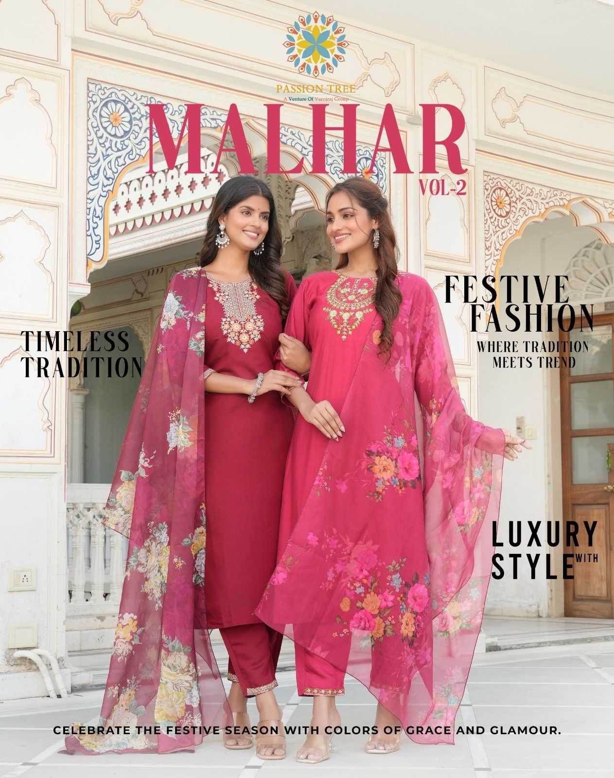 malhar vol 2 by passion tree roman silk readymade big size suits