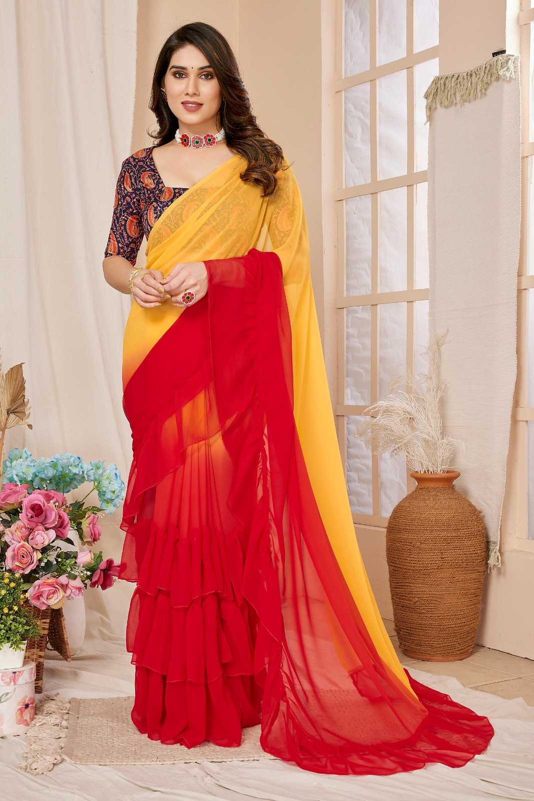 pr apple attractive look georgette saree collection