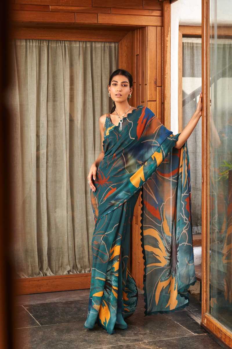 pr durga classic printed moss silk women saree