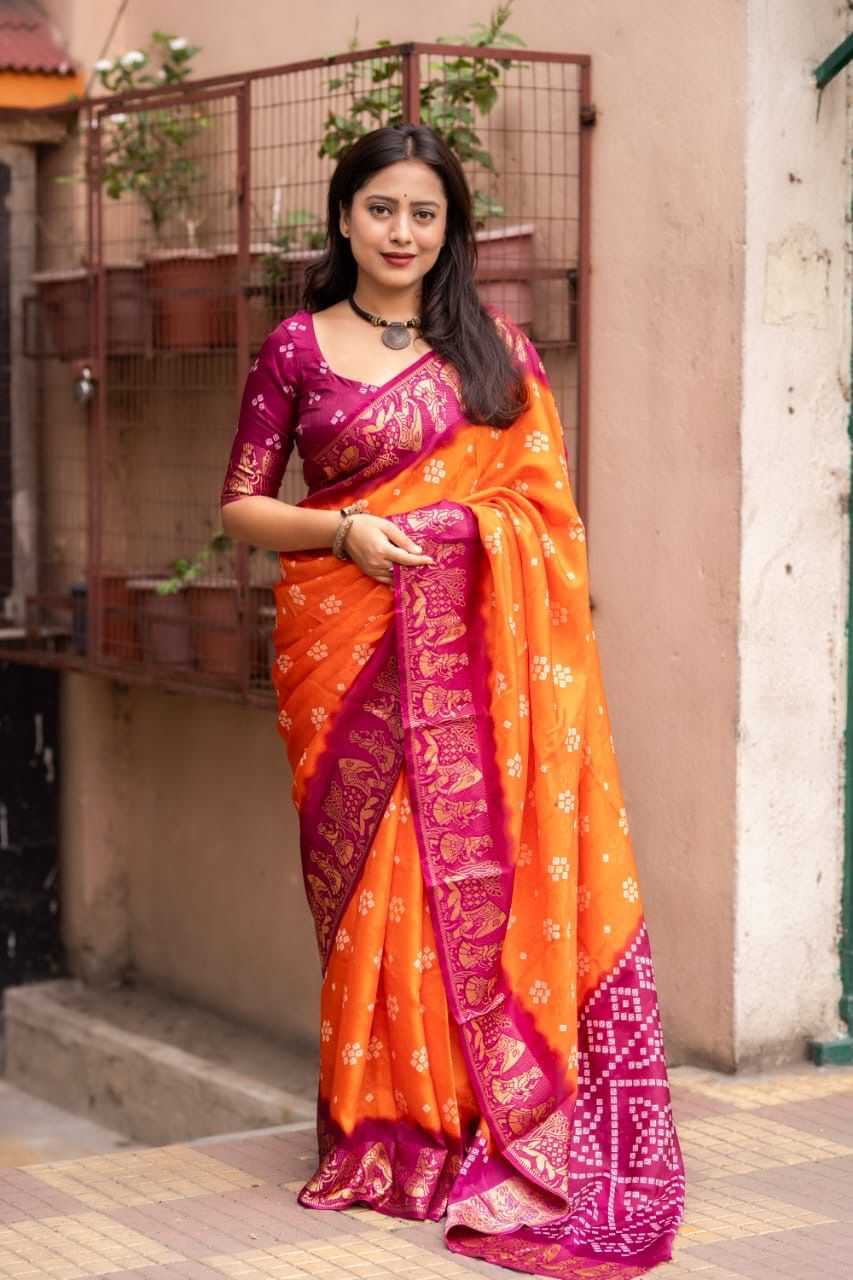 pr kc 142 bandani queen crape style printed fashionable saree 