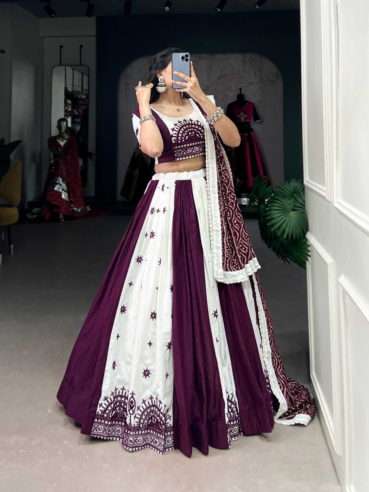 pr lnb1607 navratri cotton original mirror readymade lehenga choli dupatta