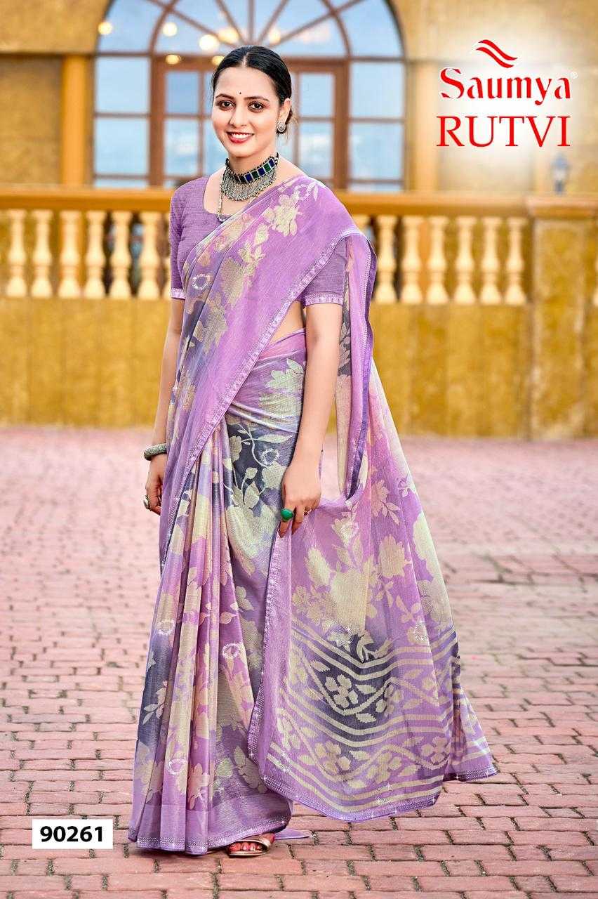 rutvi by saumya chiffon brasso stylish saree collection