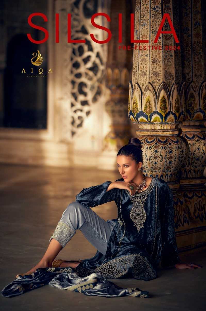 silsila by aiqa winter special velvet stylish look ladies suits