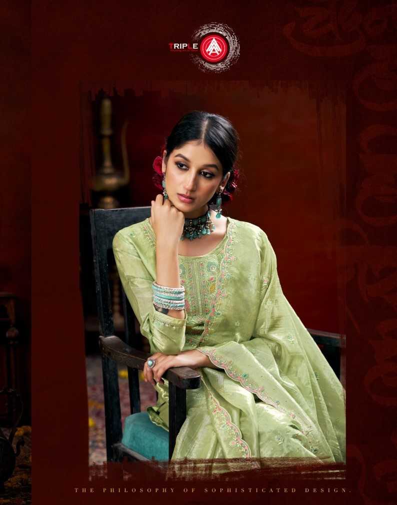 triple a diana gold crush fashionable unstitch salwar suit 