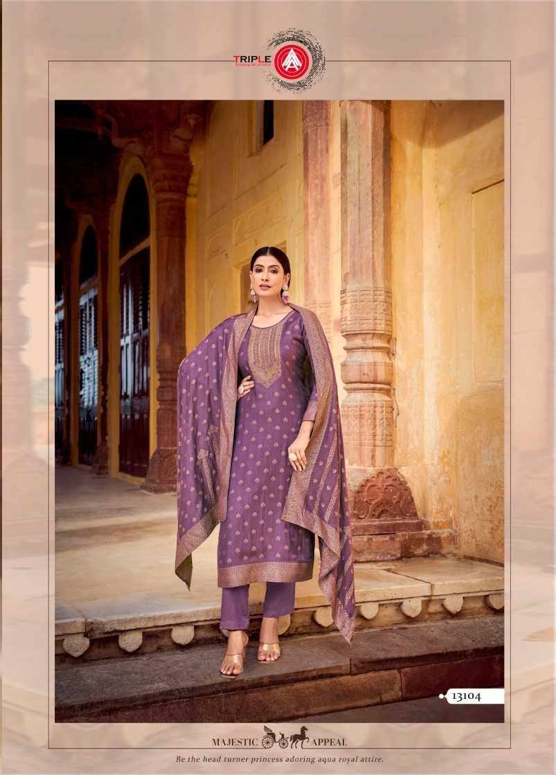 triple a seeshmahal viscose pashmina readymade big size classic suit 