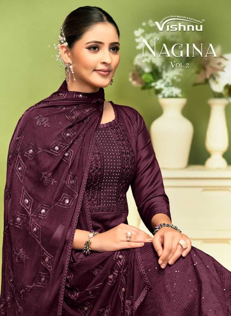 vishnu nagina vol 2 beautiful look chinon dress material