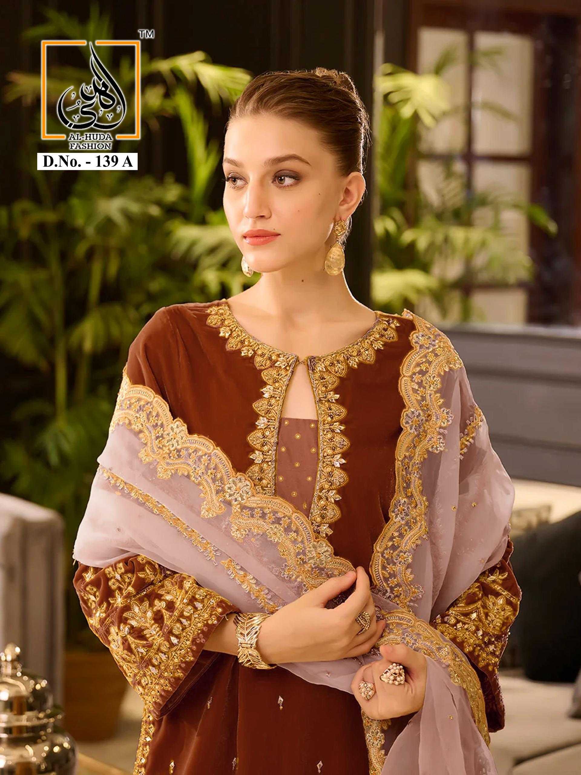 al huda fashion 139 winter special pakistani velvet readymade suits