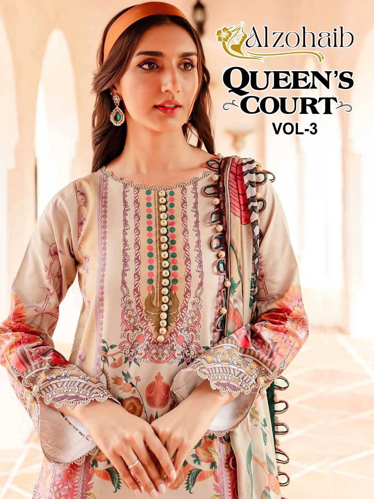 alzohaib queen court vol 3 cotton print pakistani suits