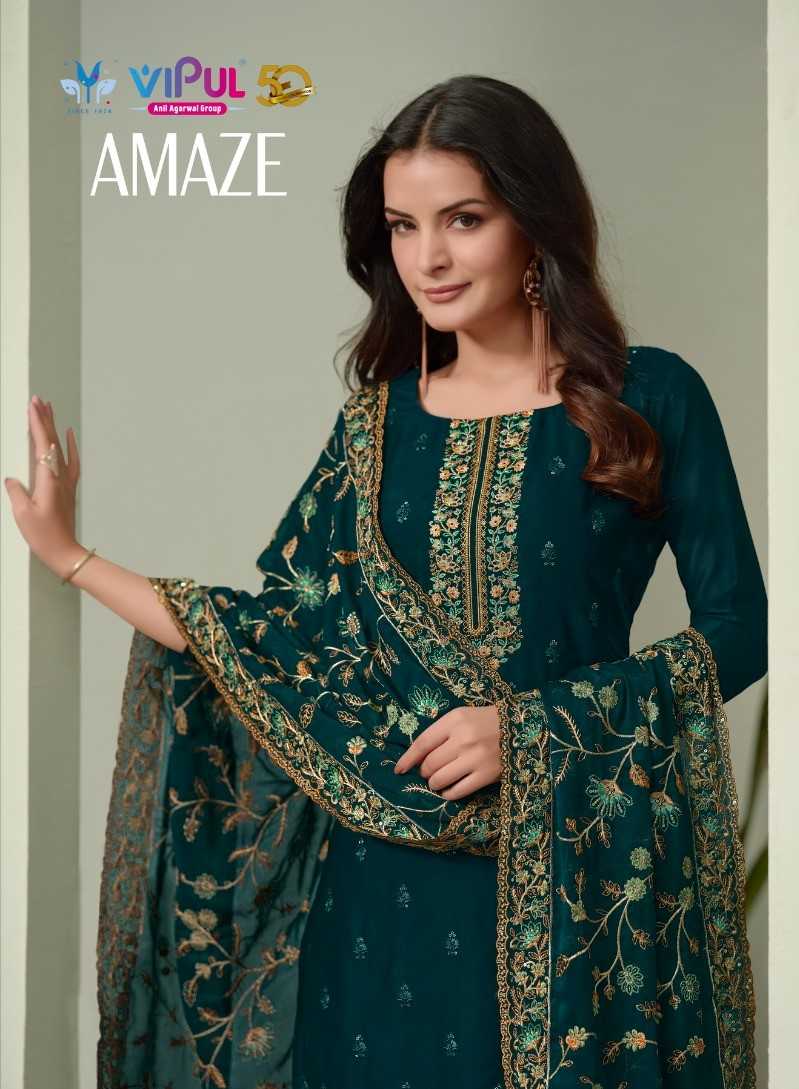 amaze by vipul unique designer silk georgette suits