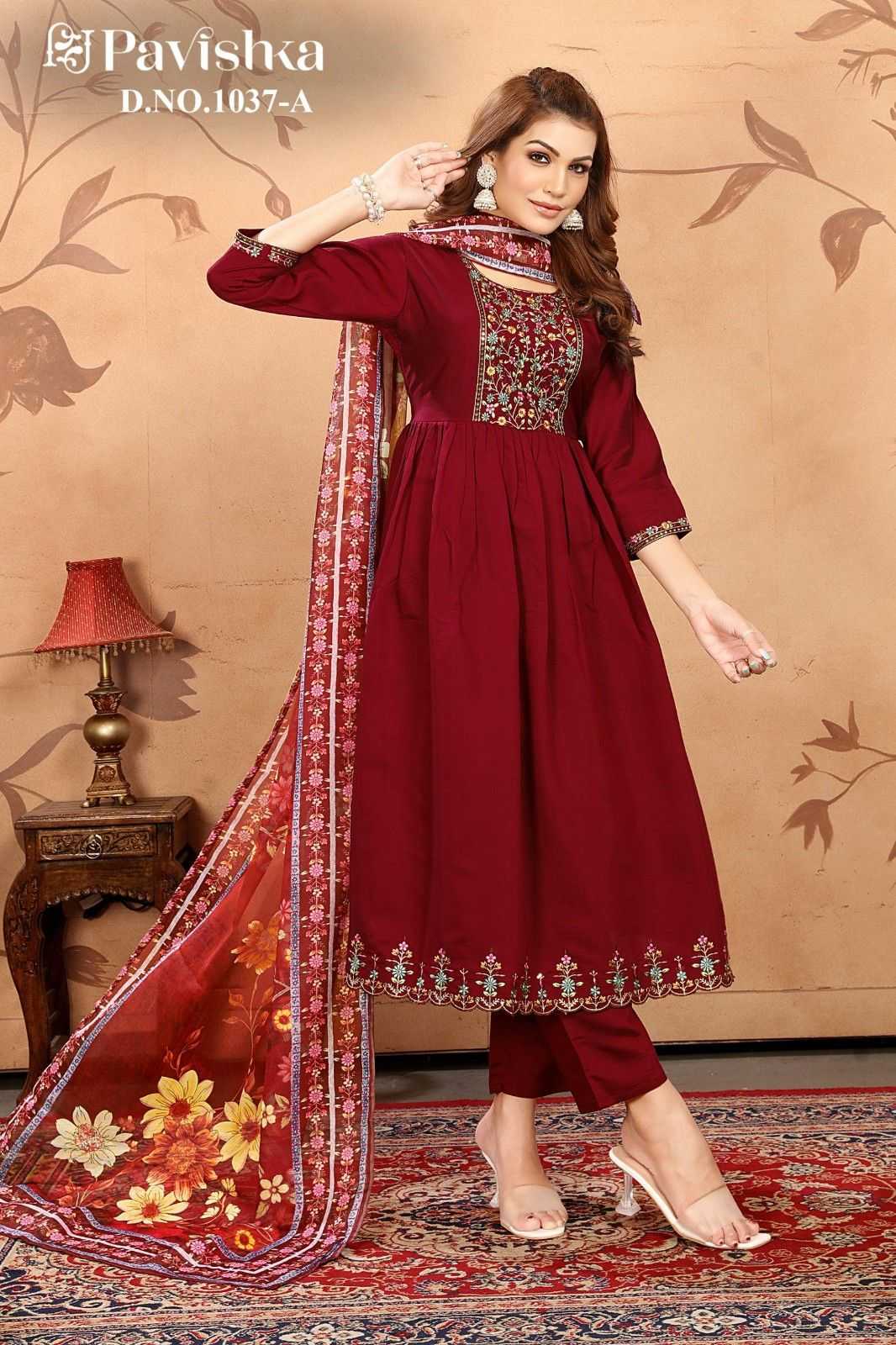 anarkali collection by pavishka viscose silk anarkali readymade combo suits