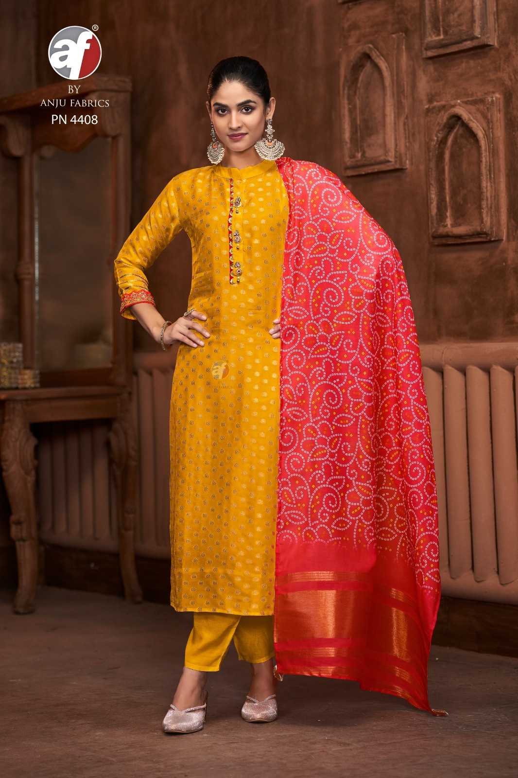 anju fab 4408 jacquard russian silk fullstitch combo suits